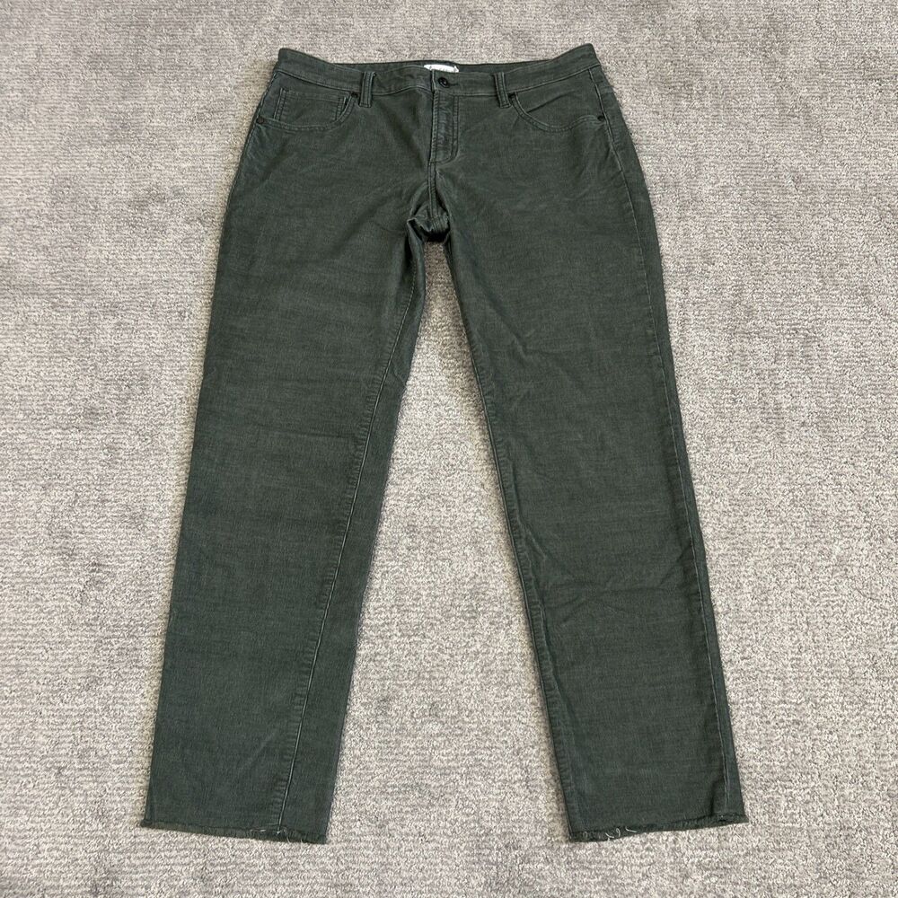 Carve Designs Pants Womens 12 Green Corduroy Straight Raw Hem Pockets Organic